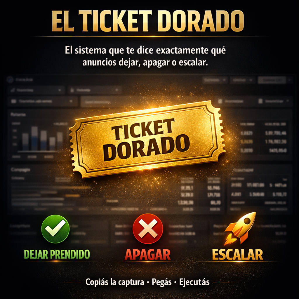 🔥 "TICKET DORADO" listo para copiar y pegar en CHAT GPT + Videos y Documentos para hacer CREATIVOS GANADORES (40 a 60 por hora) + VIDEOS PASO A PASO Estrategias Meta Ads ANDROMEDA 2026 Completa 🇺🇸